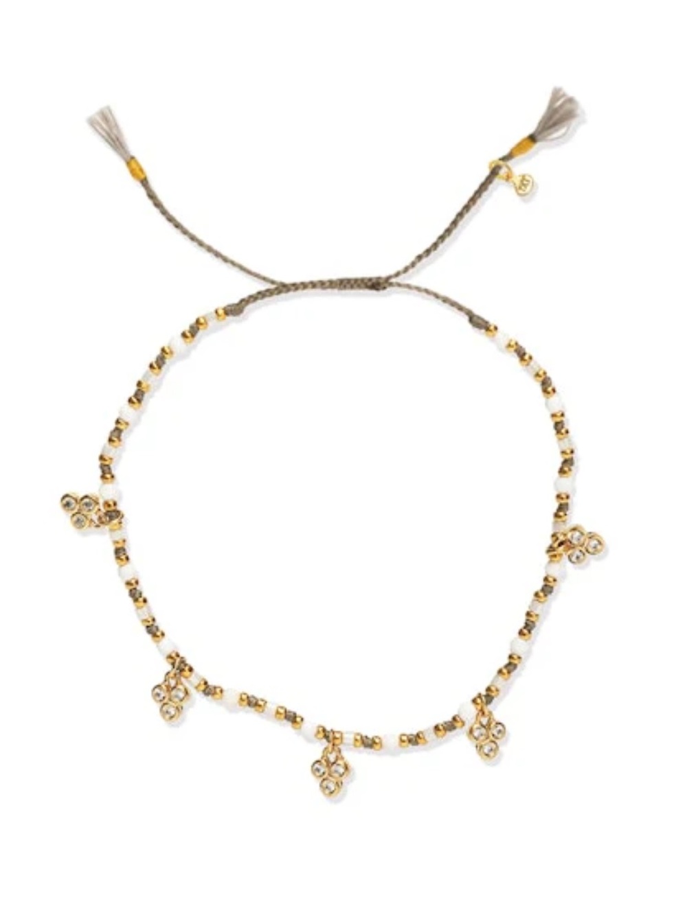 New Anthropologie x Tai Handmade Pull Tie Bracelet Gold White